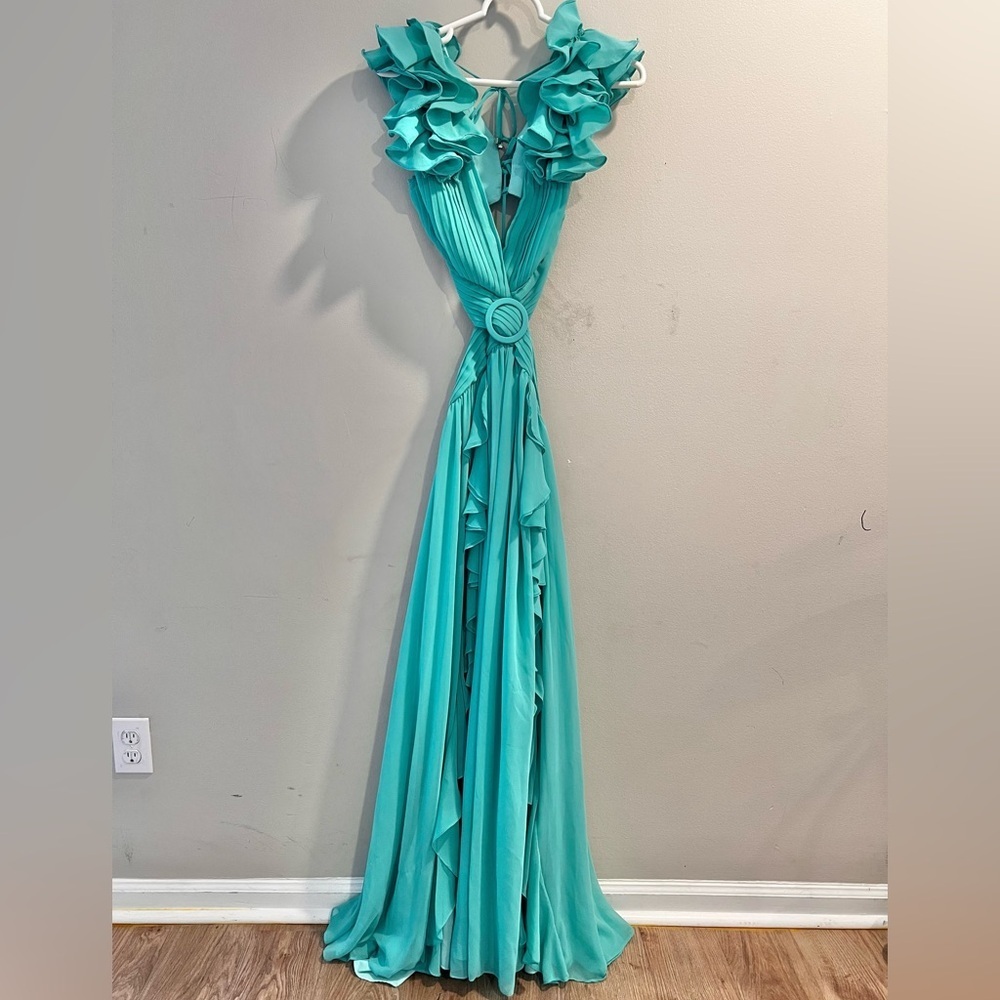 Patbo Flutter Sleeve Cut Out Chiffon Maxi Dress Size 6 EUC - Picture 4 of 8